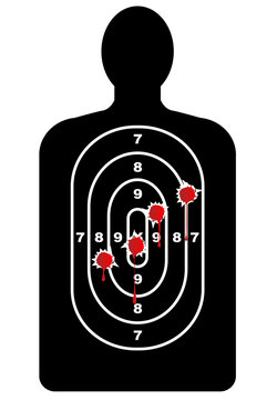 Human Shape Target With Bullet Holes