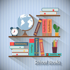 Bookshelves with textbooks