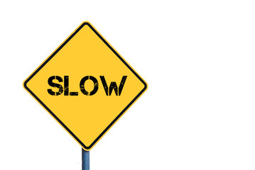 Yellow roadsign with Slow message