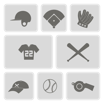 Monochrome set with baseball icons for your design
