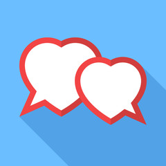 Two hearts speech bubble. Flat Design vector icon