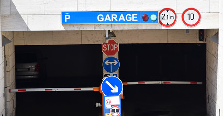 Parking garage entrance