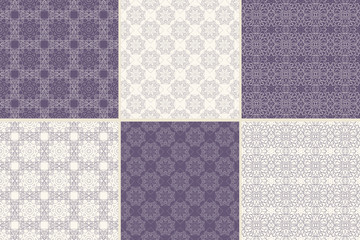 Set of vector seamless patterns with traditional Arabic ornament