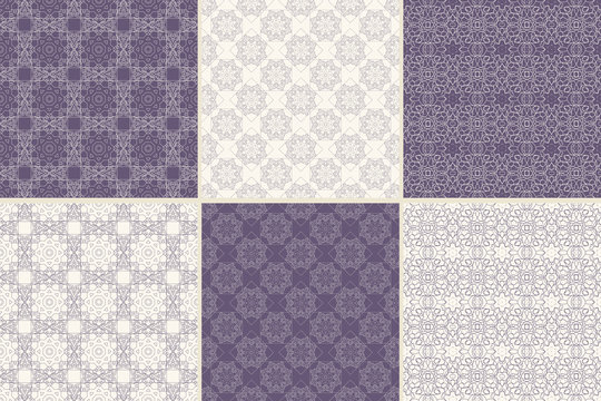 Set of vector seamless patterns with traditional Arabic ornament