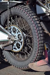 Zelfklevend Fotobehang Tire of a speedway motorcycle © majorosl66