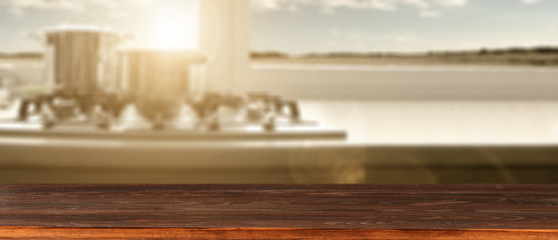wooden desk space in kitchen 