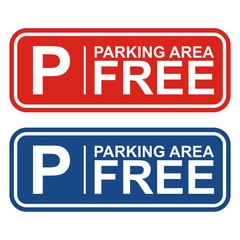 Free Area Parking Icon. Free parking sign with parking symbol and text, vector illustration.