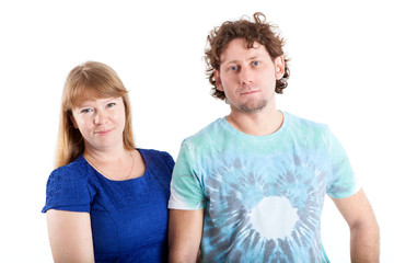 Caucasian young couple together, isolated on white background