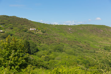 Caravans on campsite view of Three Cliffs Bay the Gower Wales uk 