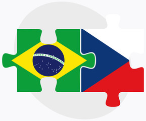 Fototapeta premium Brazil and Czech Republic Flags