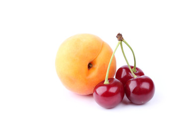 Fresh cherry apricot isolated on a white background