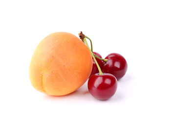 Fresh cherry apricot isolated on a white background