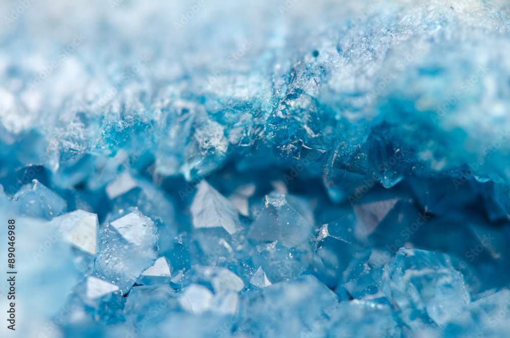 Wall mural blue crystals agate sio2. macro