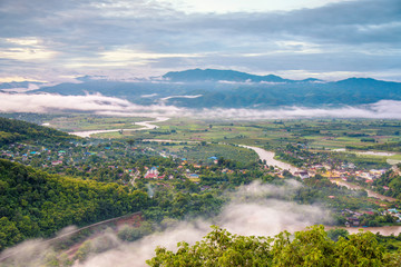 Thaton city in the morning with a mist