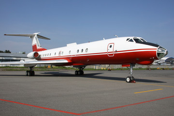 Red and White Business Jet