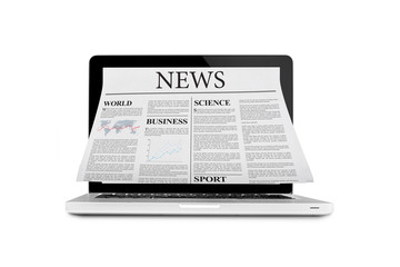 Obraz premium Newspaper out of laptop