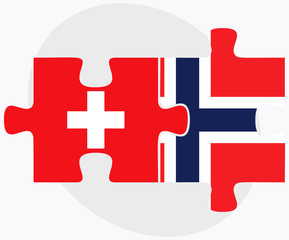 Switzerland and Norway Flags