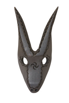 Wooden sardinian goat mask / Black goat mask carved in wood, it is a sardinian handmade product sold as a souvenir
