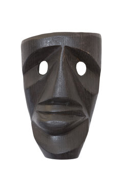 Wooden sardinian mask / Black mask carved in wood, it is a sardinian handmade product sold as a souvenir and called "Mamuthones"