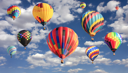 Fototapeta na wymiar Hot air balloons flying
