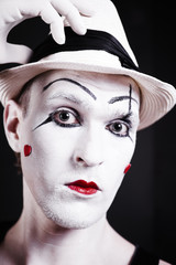 portrait of serious theatrical clown