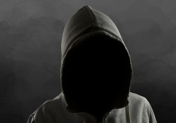 hacker at work with graphic user interface around