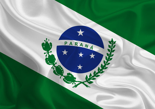 Brazil State Flags: Waving Fabric Flag of Paran&aacute;