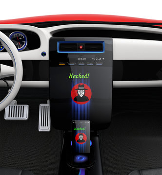 Concept for car hacker  hacked a car by remote control