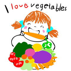 kid love eating veggetable vector illustration