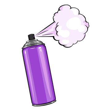 Vector Cartoon Aerosol Spray with Purple  Paint
