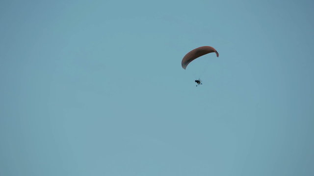 Paramotor flying in the air