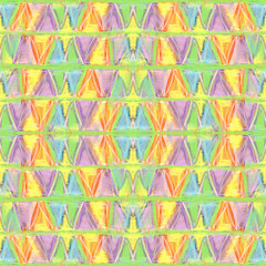 Abstract color pastel seamless pattern in style of primitive culture. Grunge background. Generated triangles pattern. Can be used for wallpaper, pattern fills, fabric, paper, postcards.