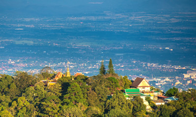 aerial view of wat phrathat doi suthep temple