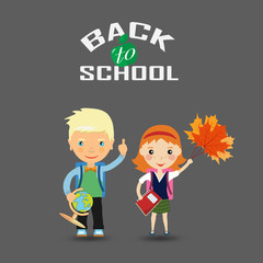 Back to school design. two pupils - a boy and a girl - Vector il