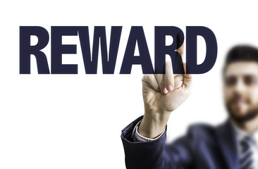 Business man pointing the text: Reward