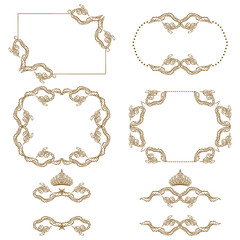 Vector set of gold decorative borders, frame