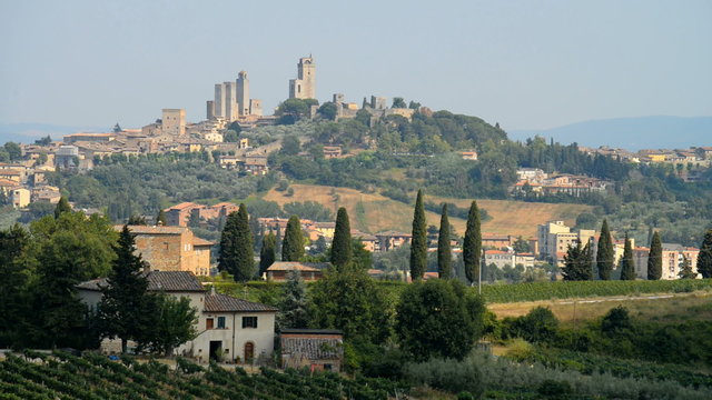 Beautiful view of the medieval town of San Gimignano, Tuscany, Italy
