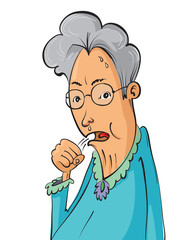 Elderly woman coughing
