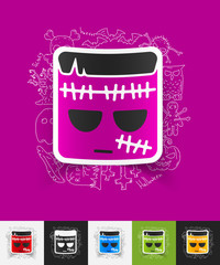 zombie paper sticker with hand drawn elements