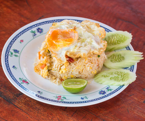 Fried rice with fried egg in Thai style