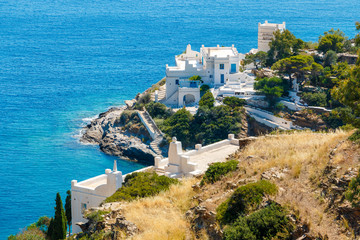 Hotels on the sea side on Ios island, Greece