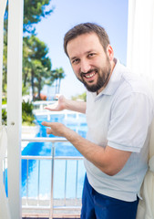 Man relaxing in summer vacation luxury resort