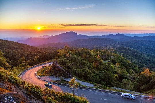 Sunrise In View Point Of Doi Inthanon