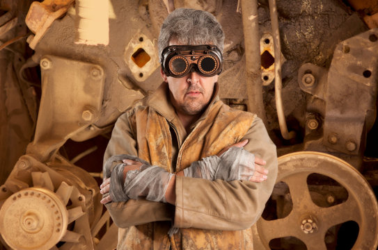Steampunk man wearing glasses