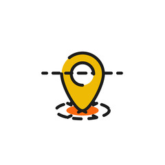 Color line icon for flat design. Map tag