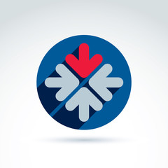 Vector abstract emblem with multidirectional arrows – up, down