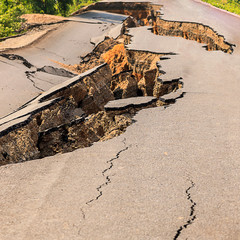Cracked asphalt road