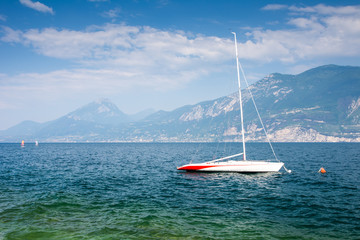 Fototapeta premium Sailing Boat at Lake Garda