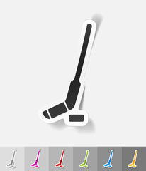 realistic design element. hockey stick and puck