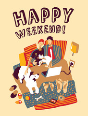 Happy weekend home bad family and pets